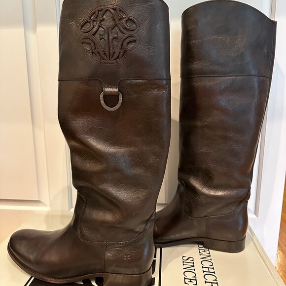 Frye Leather Boots - Melissa Logo Style in Dark Brown - Picture 5 of 11